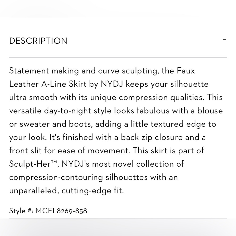 SCULPT*HER by NYDJ Faux Leather A Line Skirt - Picture 6 of 15